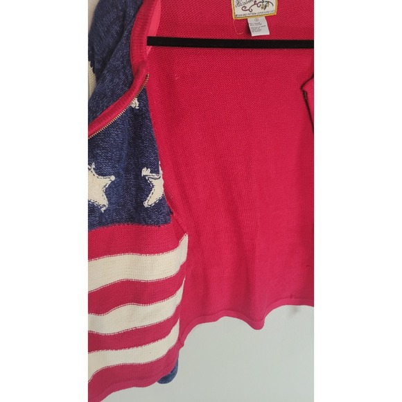 Y2K Vintage)Heirloom Collectibles Patriotic Stars & Stripes Zip Cardigan –... - Picture 4 of 9